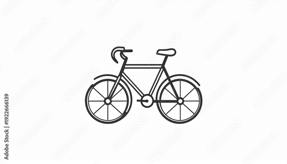 Fototapeta premium Vintage bicycle line art illustration isolated on white background minimalist design
