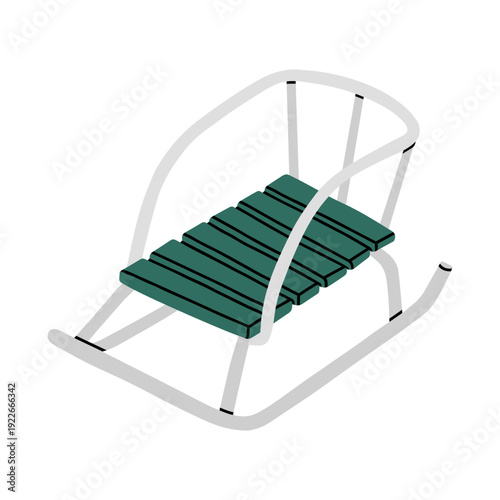 Vector illustration of classical wooden sled with metal runners. Perfect for winter holiday promotions, Christmas cards, children's snow day designs, or nostalgic winter scene illustrations.