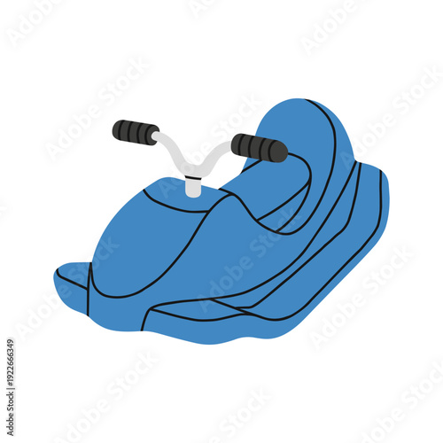 Vector illustration of a plastic motorcycle shaped sled. Perfect for winter holiday promotions, Christmas cards, children's snow day designs, or nostalgic winter scene illustrations.