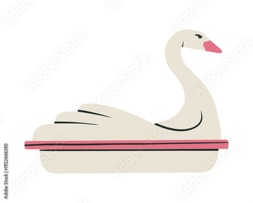 Vector illustration of a classical swan-shaped pedal boat. Perfect for park lake rental advertisement, summer vacation brochure designs and children's storybook illustrations.