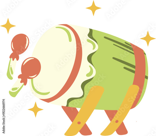 Ramadan Eid Fitr Adha Islamic Illustration Mosque Large Drum Tabuh