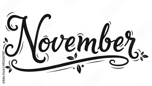 November month name in elegant calligraphy