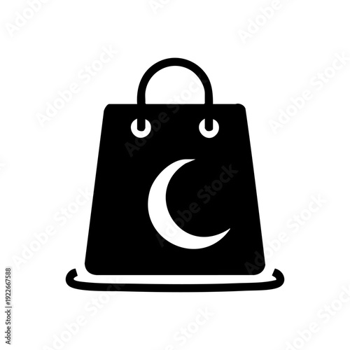 online shopping during Ramadan with bag and crescent moon