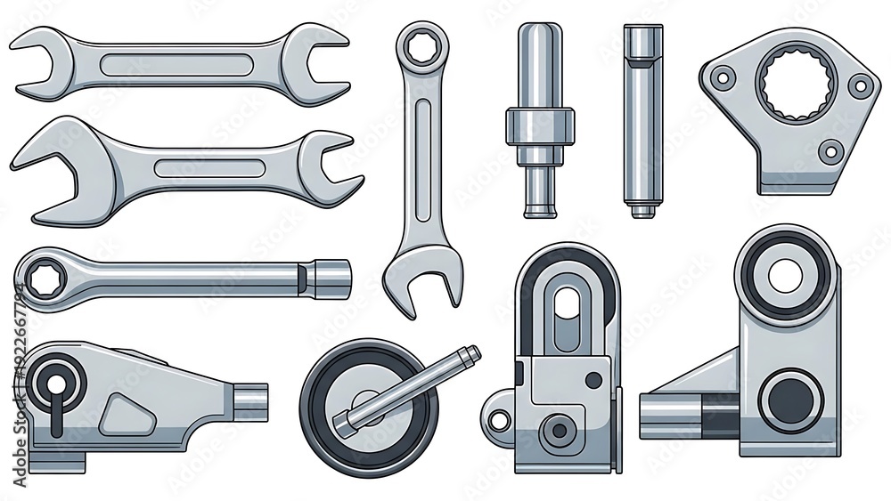 Fototapeta premium Assorted Metal Tools and Mechanical Parts.