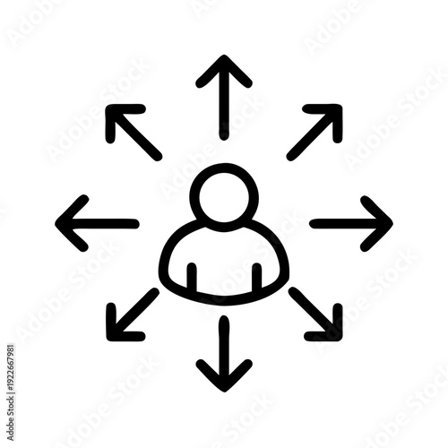 Human Icon With Four Direction Arrows