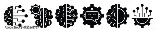 set of artificial intelligence icons contains machine