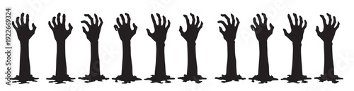 emerging hands silhouette on stark white