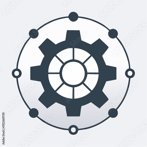 歯車とネットワークのアイコン システム連携