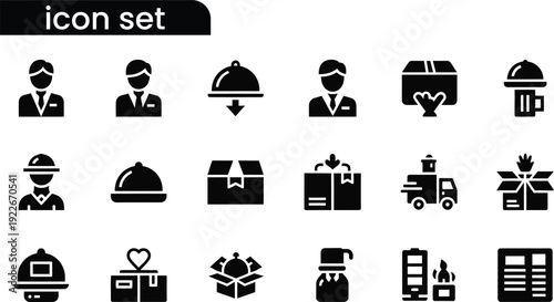 Icon set with various delivery and service icons