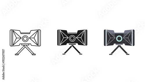Three variations of a portable projector on a stand Vector