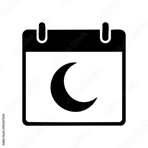 calendar page with crescent moon symbol