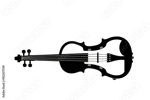 Artistic String Instrument Silhouette: A beautifully crafted violin silhouette, rendered in elegant black and white, showcases the intricate design of a classic string instrument.