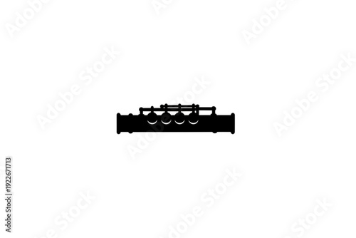 Classic Flute: A minimalist monochrome depiction of a classic flute, representing the timeless elegance of music and the graceful form of the instrument.