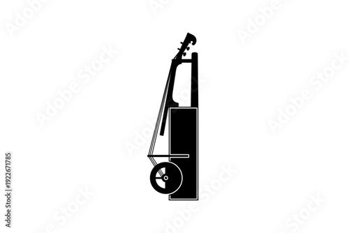 Cellos silhouette with its stand: A graceful silhouette of a cello gracefully resting in its stand, its elegant curves and details create a striking minimalist piece of art.