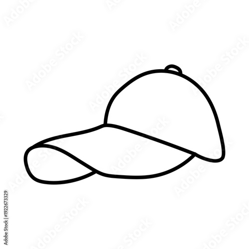 Hand Drawn Billed Cap Icon Vector Fashion Hat Illustration on White Background