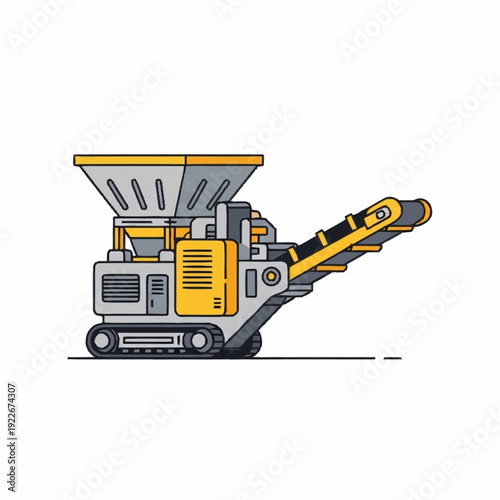 Heavy-duty mobile crushing plant for construction and mining operations.