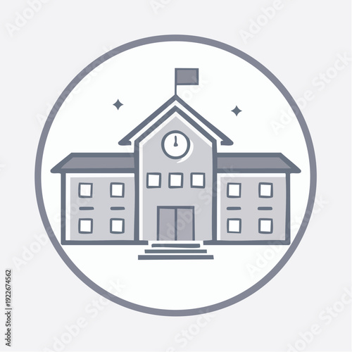 学校校舎のアイコン 教育施設イメージ