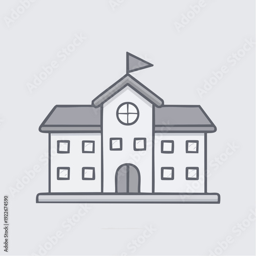 学校校舎のアイコン 教育施設イメージ