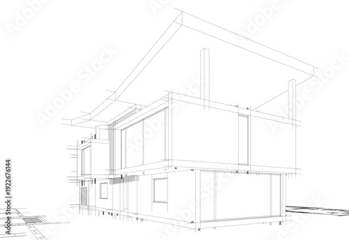 house building sketch architecture 3d illustration