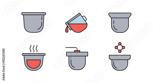 Crucible Line art colorful shape vector illustration