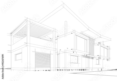 house building sketch architecture 3d illustration