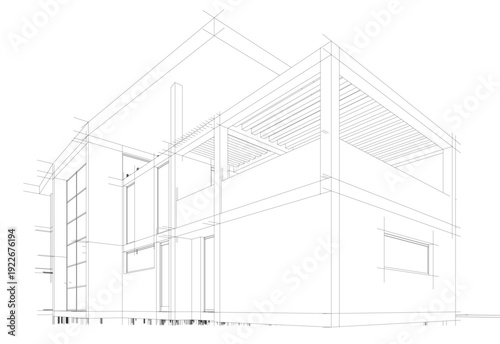 house building sketch architecture 3d illustration