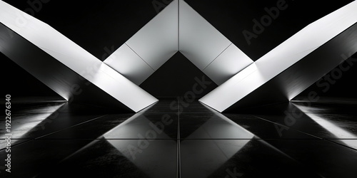 Minimalist Geometric Lighted Hallway with Symmetrical Design