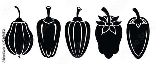 black and white assorted pepper silhouettes different