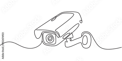 security, camera, key, cctv, surveillance, protection, safety, privacy, access, control, line, art, drawing, continuous, minimalist, vector, illustration, lock, monitor, watch, guard, private, system,
