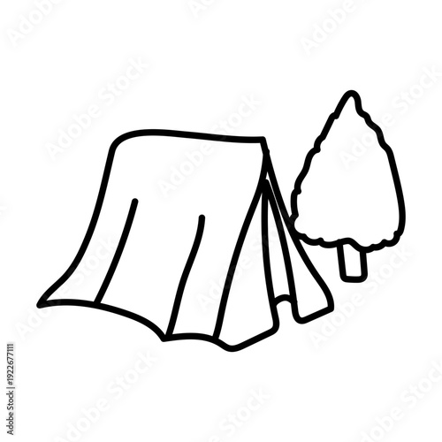 Hand Drawn Camping Icon Vector Outdoor Adventure Illustration on White Background