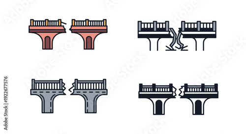 Collapsed Bridge minimal vivid color vector