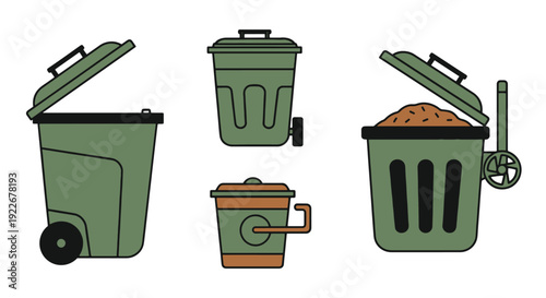 Compost Bin Line art abstract clean color vector