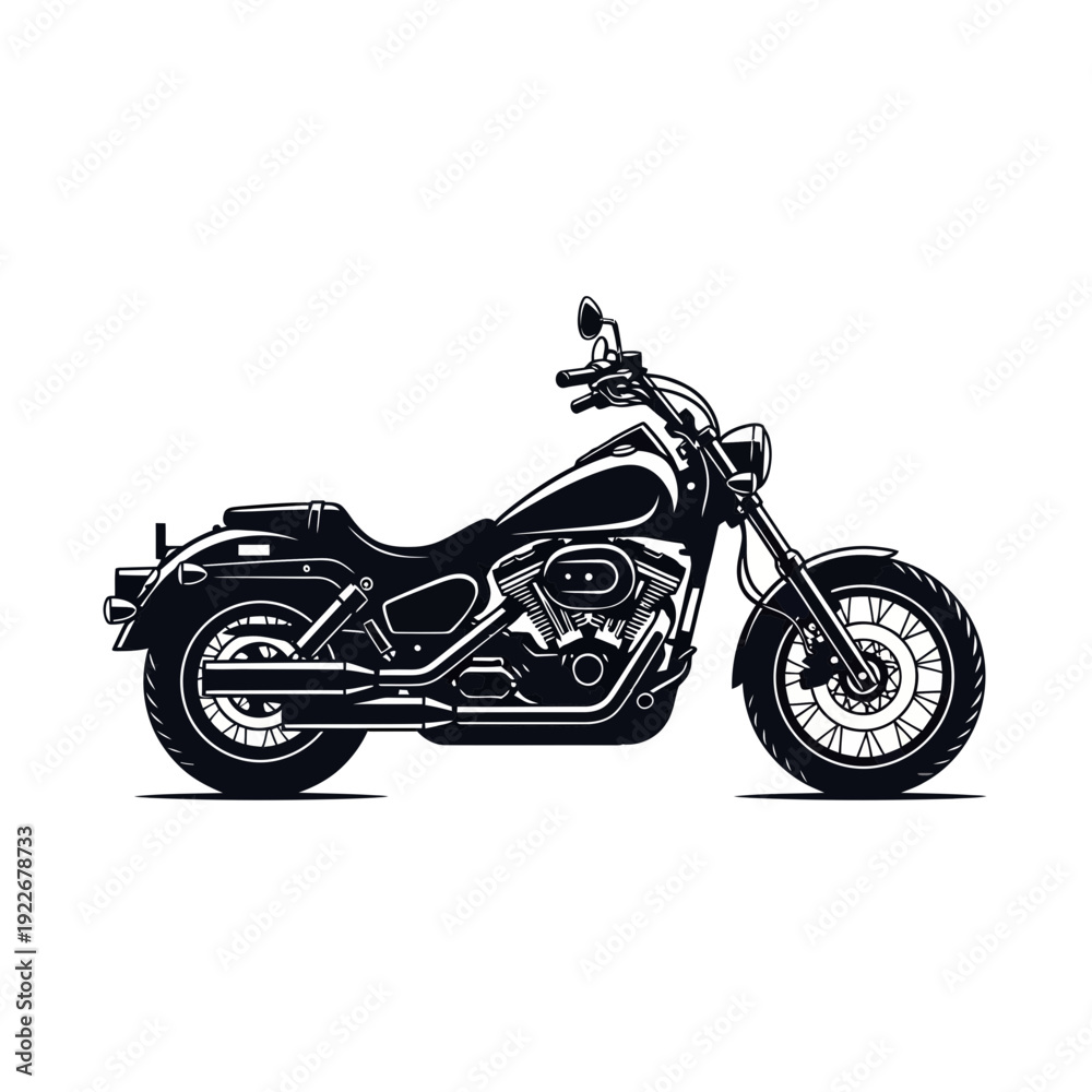 Obraz premium A red and black sport motorbike with chrome engine details is isolated on a white background, showing a fast transport vehicle ready to ride on the road