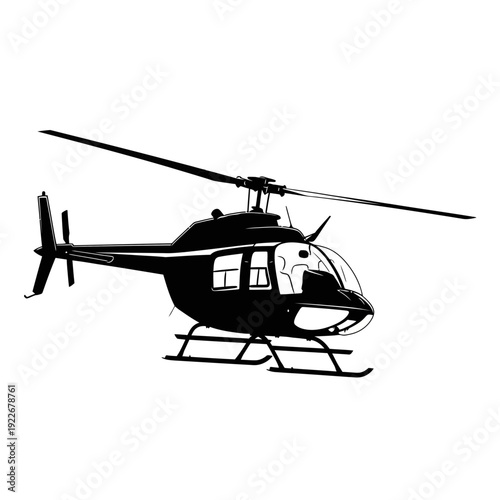 A military army helicopter vector illustration of a transport aircraft chopper flying in the sky with rotor blades isolated on white for aviation and rescue air force flight missions