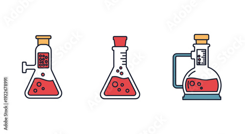 Condenser Flask Line flat style color illustration