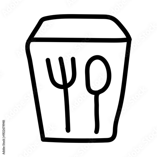 Icon Food and Delivery with kitchen utensils style vector illustration for web and computer use isolated on white background