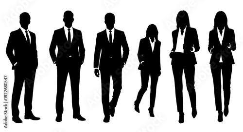 Diverse Business People Silhouettes Vector Art  Corporate Professionals and Team