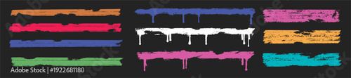 featuring vibrant paint strips and dripping brush strokes with a rough grunge style. perfect for artistic headers, urban banners, and creative dividers in modern designs
