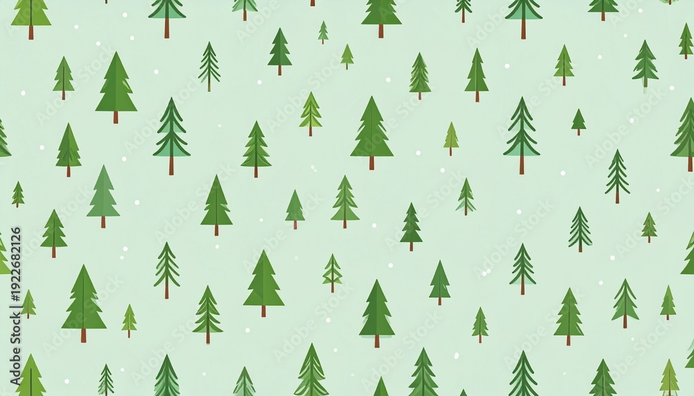 Seamless green pine tree forest pattern vector background for design