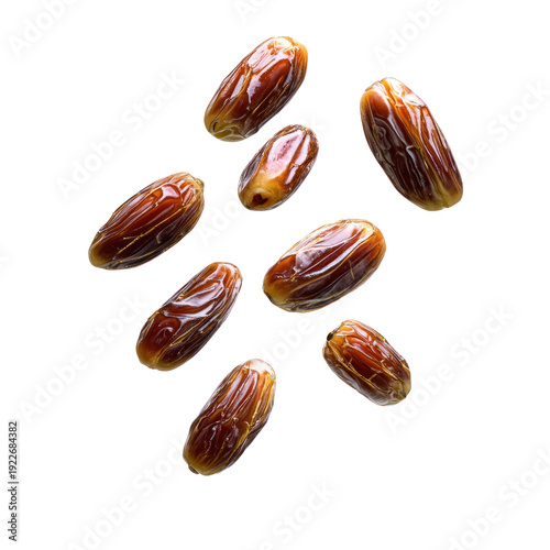 artistic flying date fruits isolated on white or transparent background 