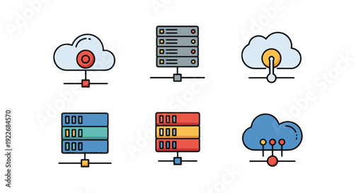 Cloud Server Line minimal smooth style illustration