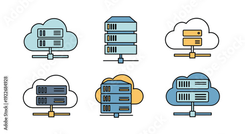 Cloud Server Line modern abstract art vector