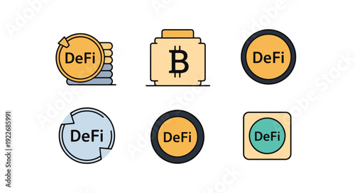 DeFi Coin Line art modern smooth abstract vector