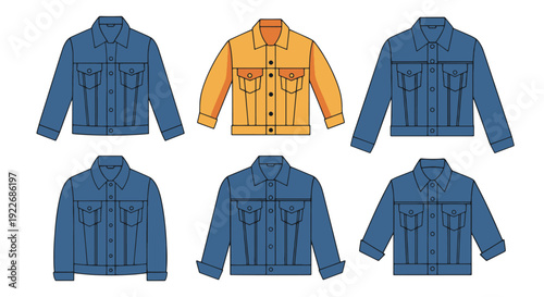 Denim Jacket Line soft tone color illustration