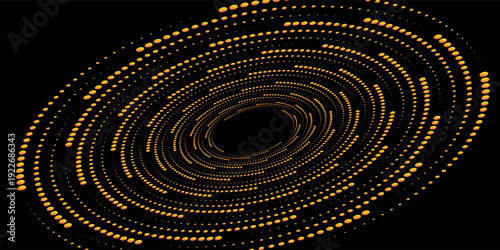 Vector dotted speed lines in vortex form. Geometric art. Segmented circle. Arc lines. Trendy design element for frame, round logo, sign, symbol, web, prints, posters, template, pattern, backdrop