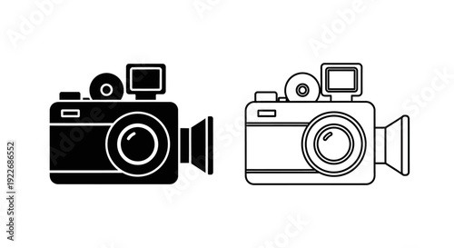 Vintage cameras, retro photography, classic film camera, analog photography equipment Vector