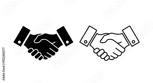 Handshake agreement icon set, business partnership symbol, professional deal illustration Vector