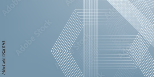 Abstract hexagon lines on gray background. Geometric stripe line art design for poster, brochure, cover, website, banner.