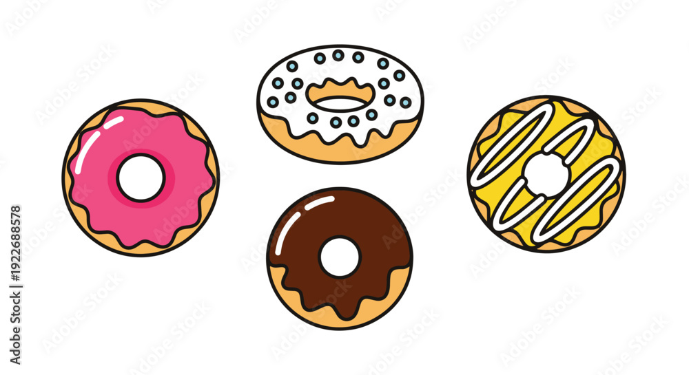 Fototapeta premium Donuts Line art minimal abstract clean illustration