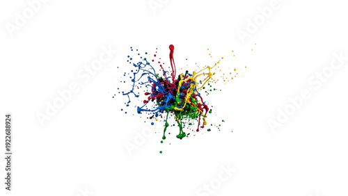 Abstract Paint Splash Spray with Ink Drops and Splatter Blots Isolated on White Background